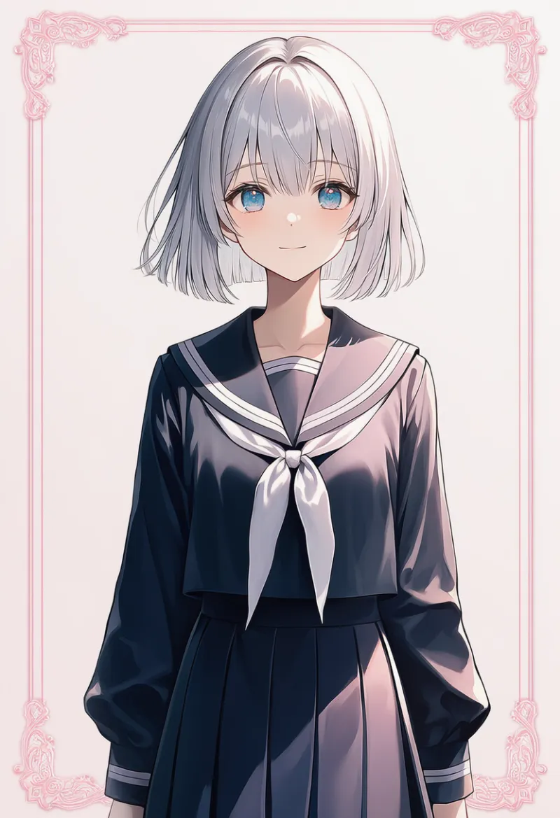 冬服用のセーラー服（卒業式用）のプロンプト｜AIイラスト