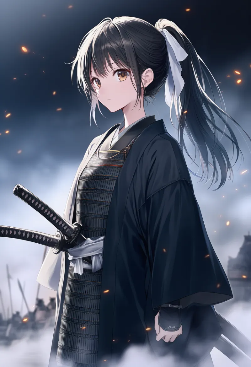 鞘に収めた状態(侍)のAIイラスト