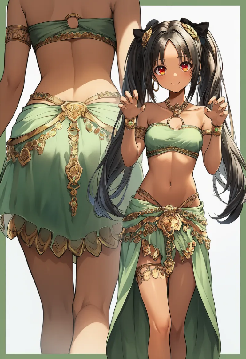 ショーガール衣装(showgirl skirt)のプロンプトとAIイラストの作例