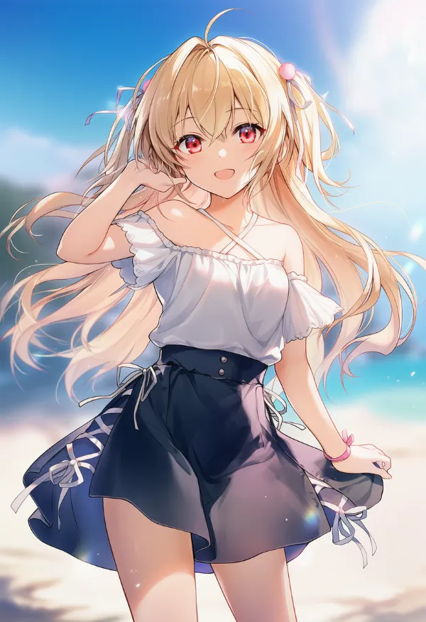 サイドリボンスカートのプロンプト紹介|AIイラスト