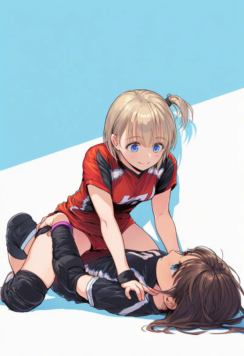 正面から座って跨るプロンプトとAIイラスト