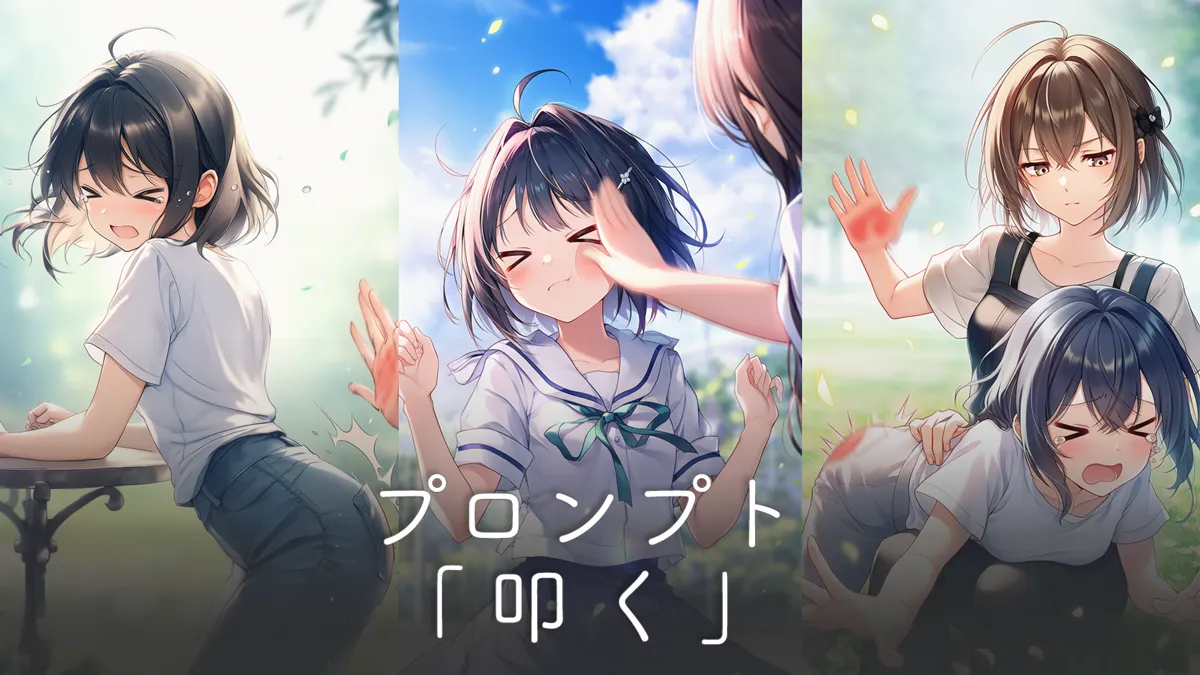 叩く動作のプロンプトの作り方（お尻・頬・ドア等）