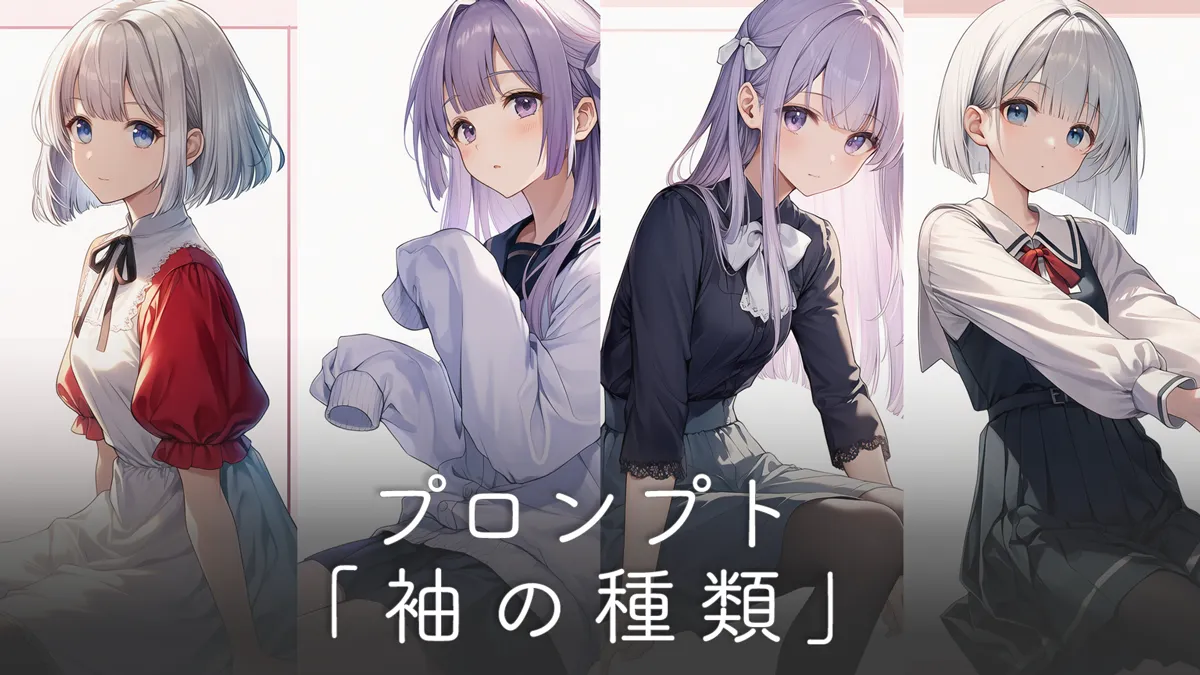 袖の種類のプロンプト（長さ・形状・ポーズなど）