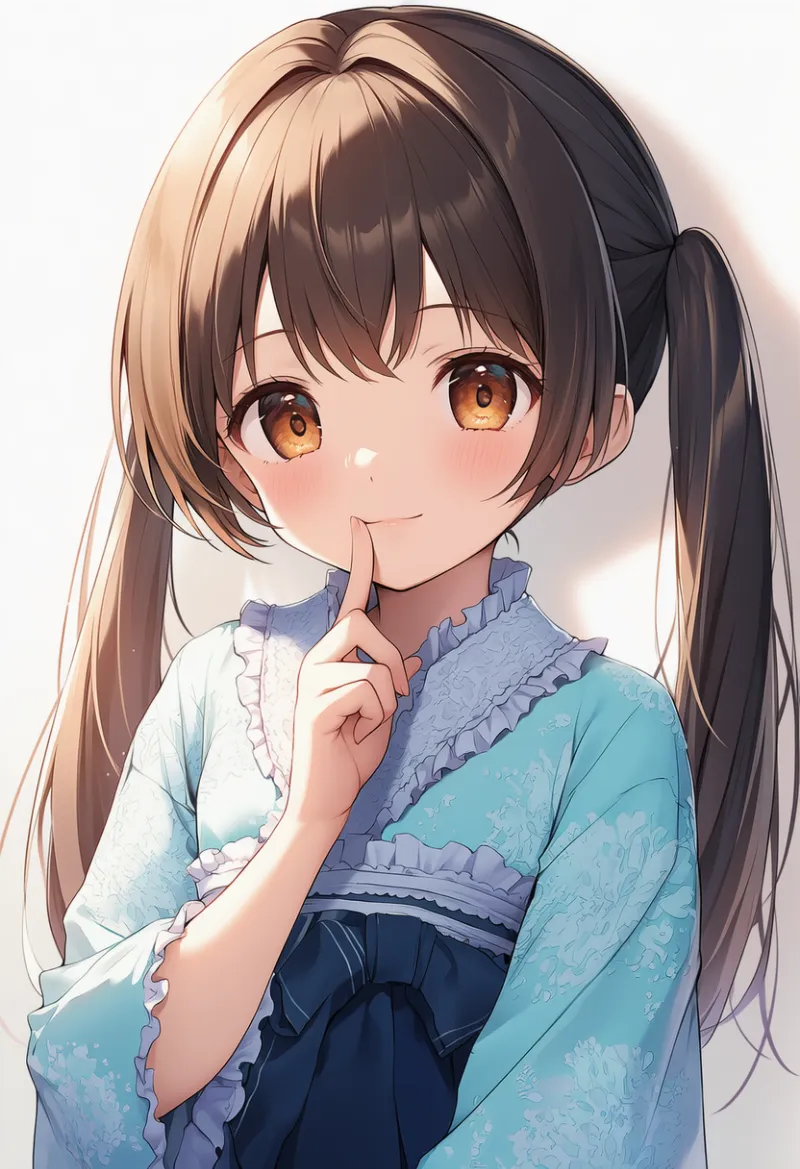 毛束の別れたポニーテール|和ロリータに合う髪型プロンプト紹介