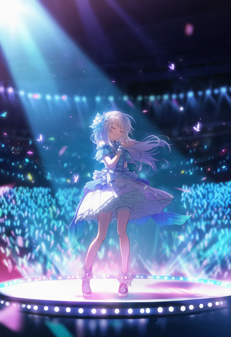 スポットライトのプロンプト｜アイドルステージのAIイラスト