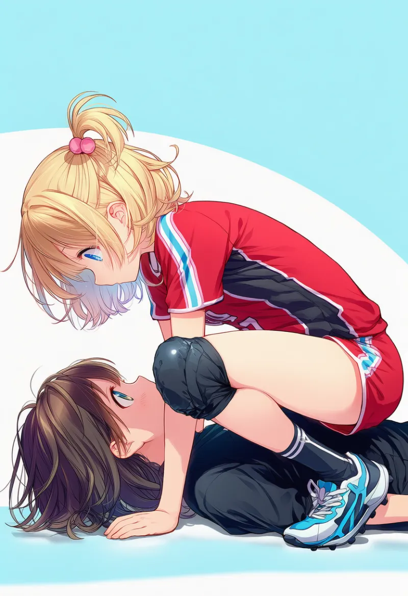 正面からしゃがんで跨るプロンプトとAIイラスト