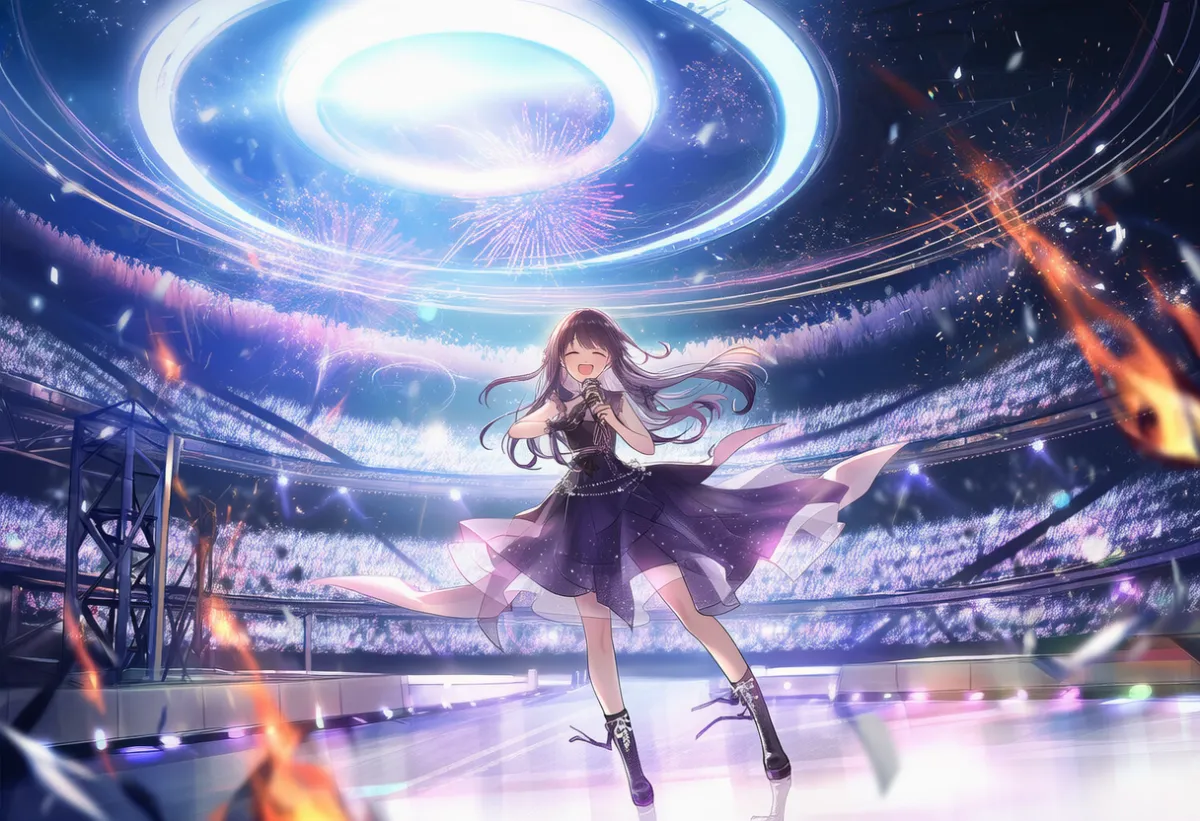 アリーナライブの花道ステージ作例のAIイラストとプロンプト紹介