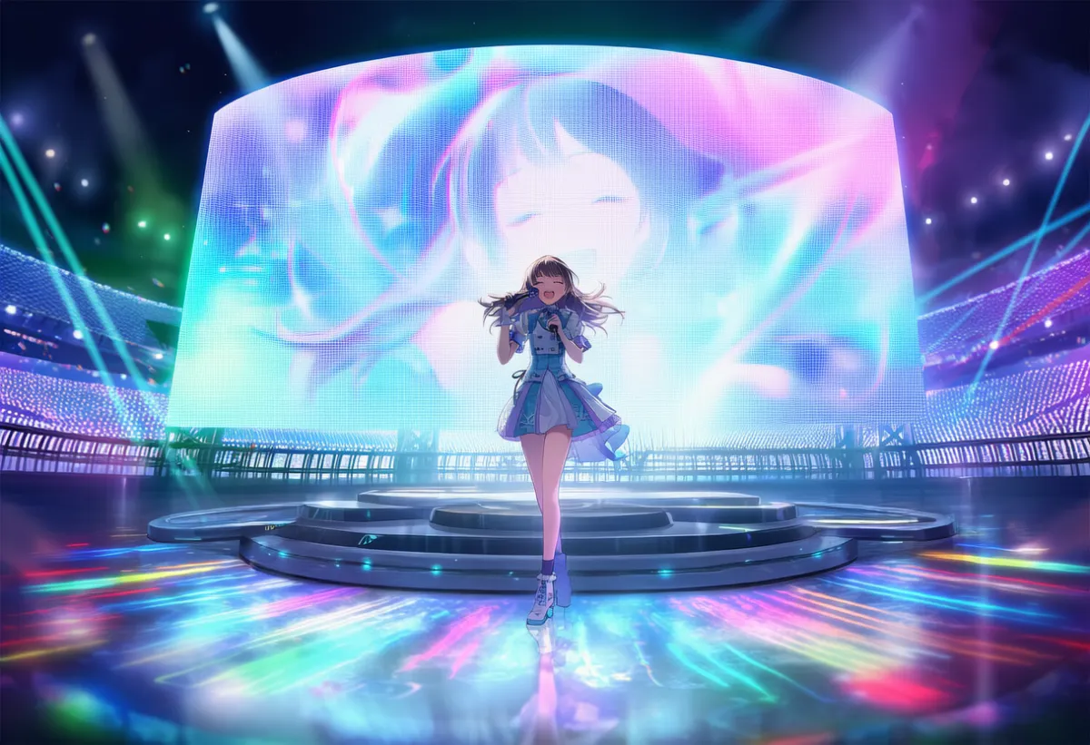 円形センターステージの作例のAIイラストとプロンプト紹介