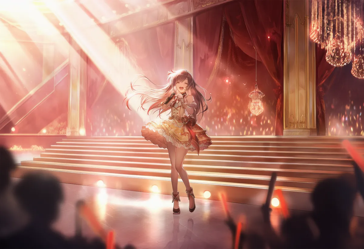 劇場風の大階段ステージ作例のAIイラストとプロンプト紹介