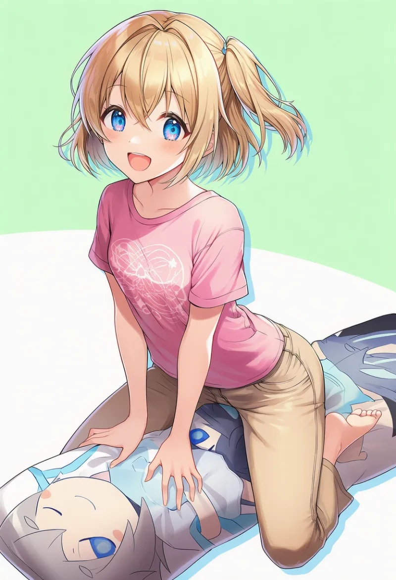 抱き枕に跨るプロンプトとAIイラスト