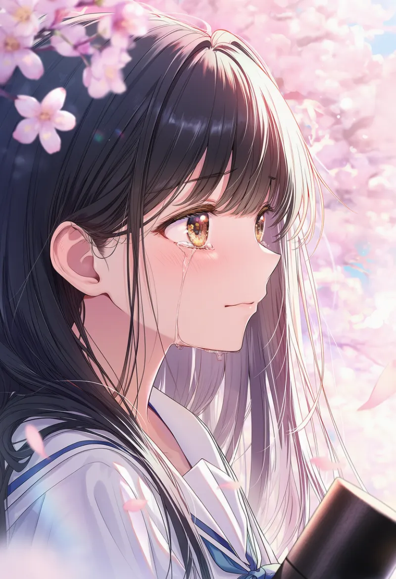 涙が流れ落ちる様子のプロンプト｜AIイラスト