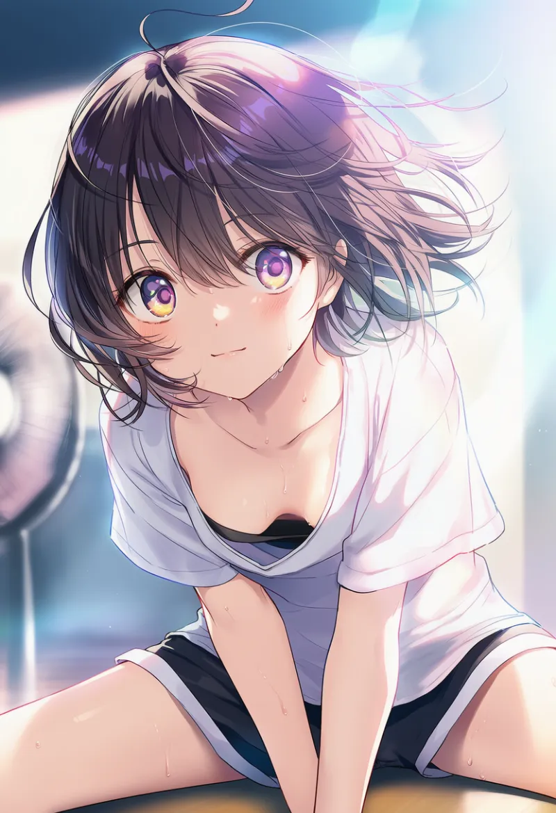 ストレッチで胸チラするAIイラストとプロンプト紹介