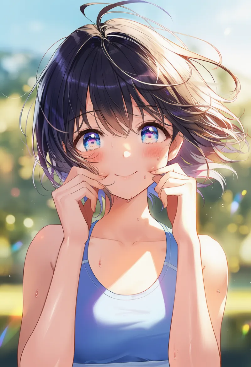 頬のストレッチのAIイラストとプロンプト