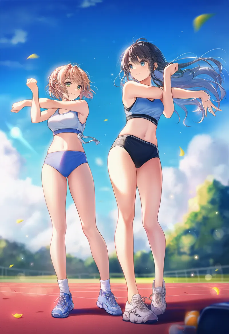 立ってストレッチするAIイラストとプロンプト