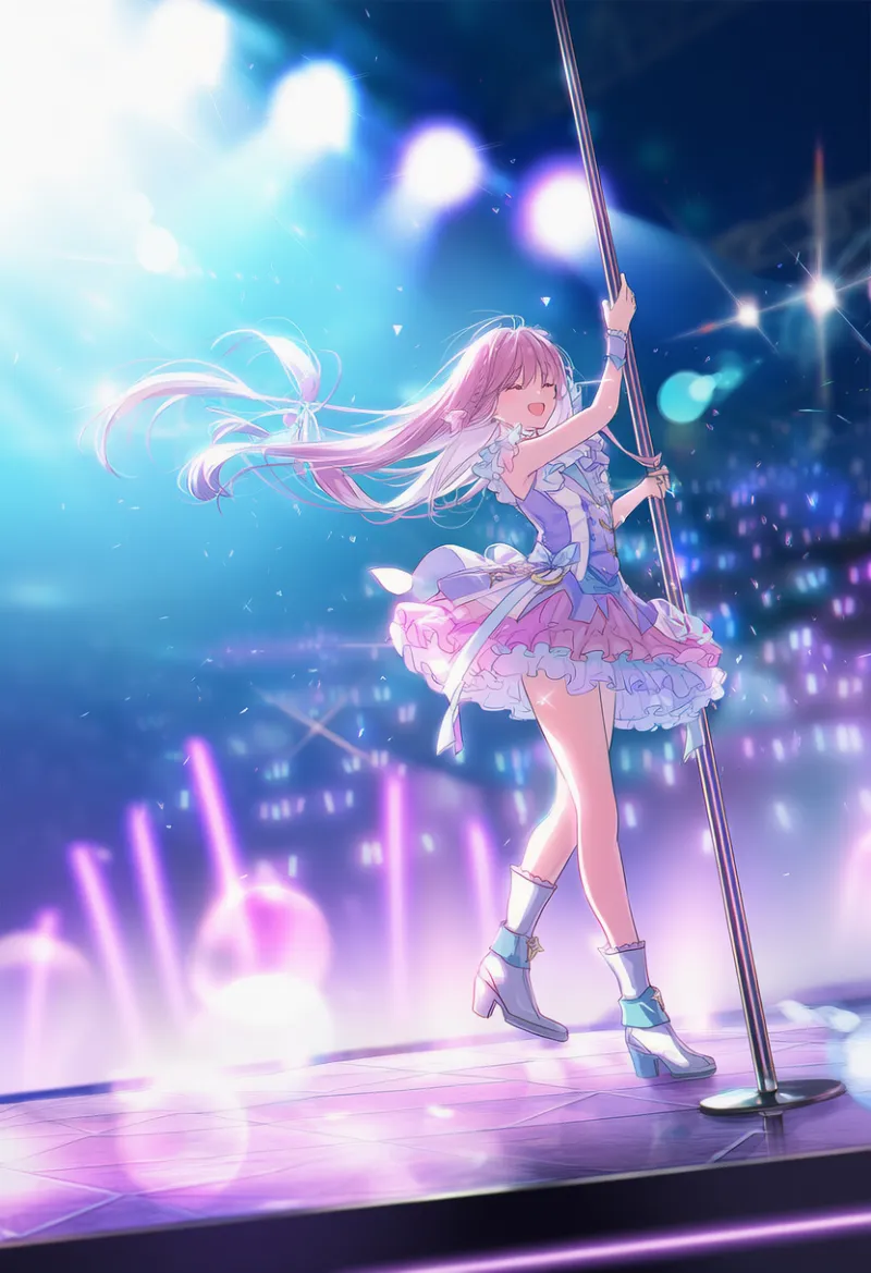 ダンスポールのプロンプト｜アイドルステージのAIイラスト