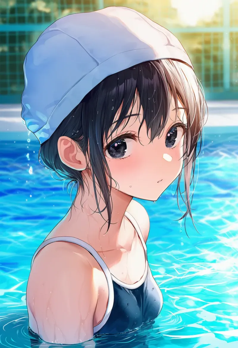 水泳帽をかぶるAIイラストとプロンプト紹介