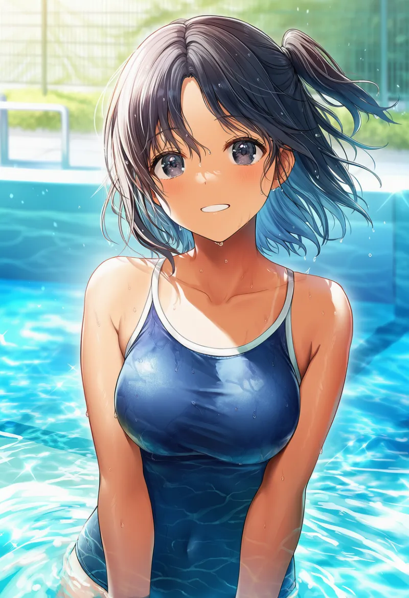 ピチピチのスクール水着のAIイラストとプロンプト紹介