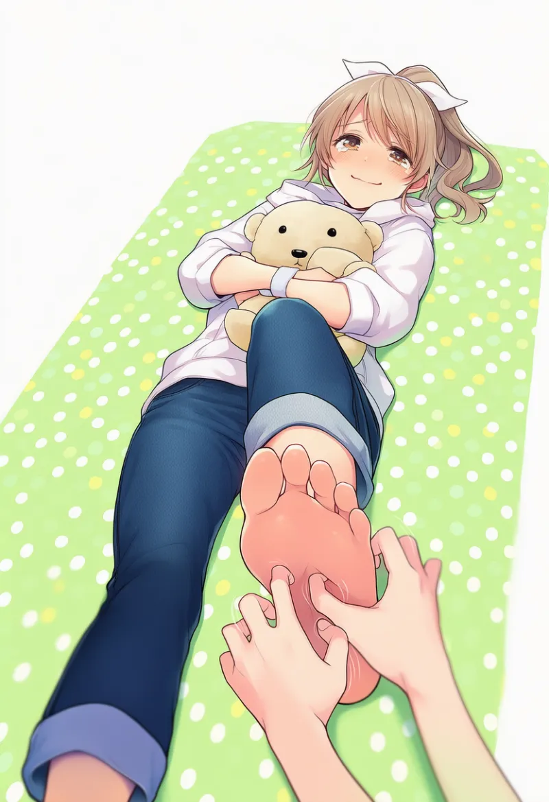 足をくすぐる様子のAIイラスト|プロンプト紹介