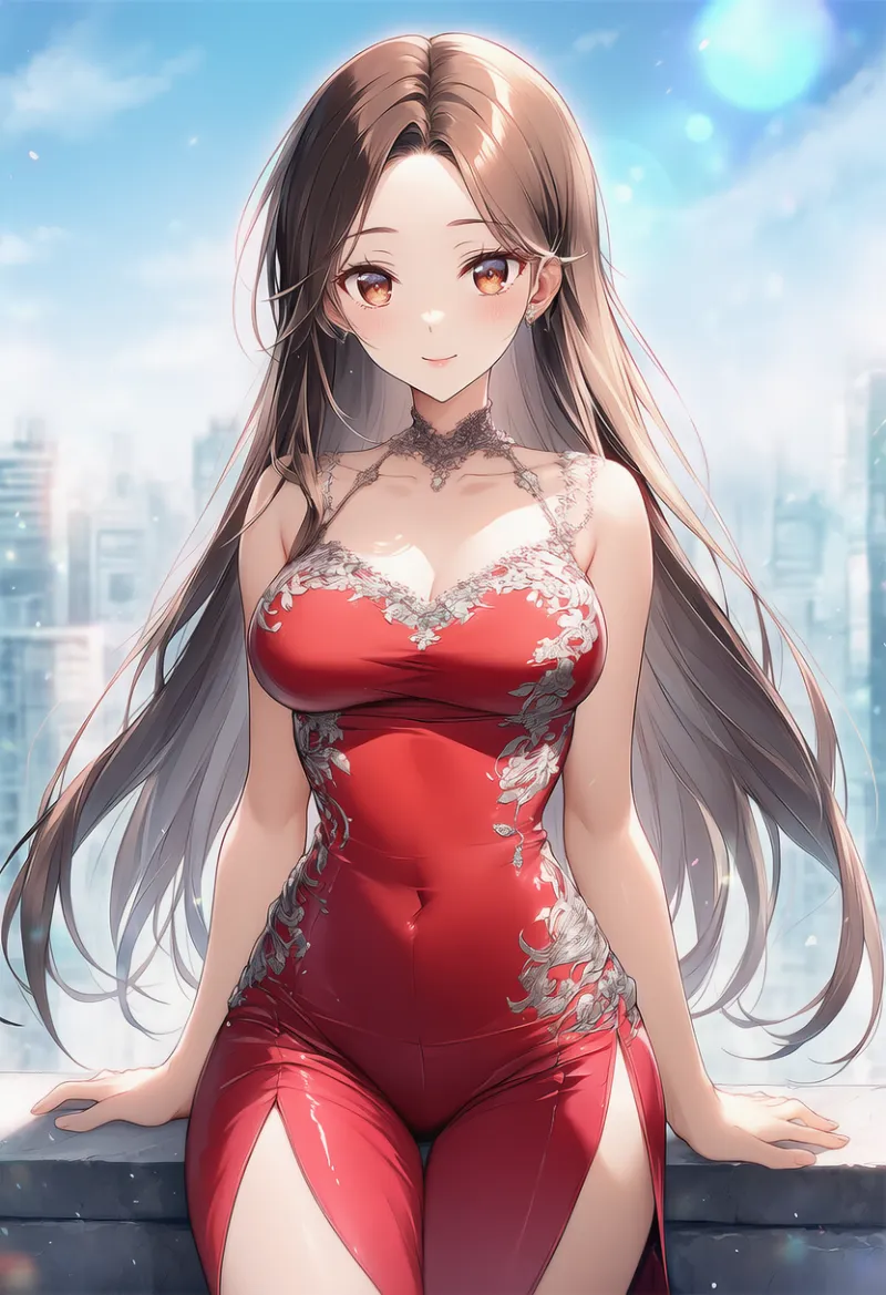 装飾性の高いピチピチの服のAIイラスト