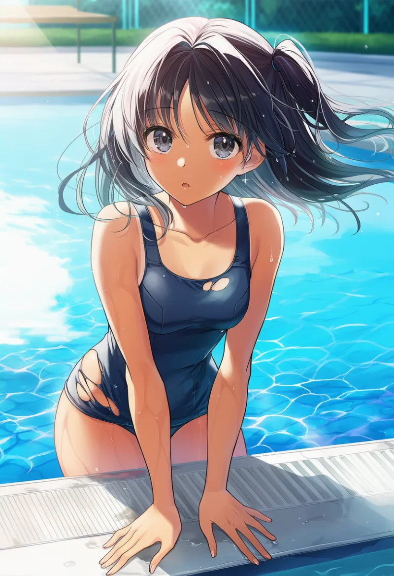 破れたスクール水着のAIイラストとプロンプト紹介