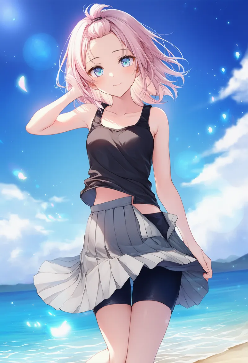 スカートが緩んでいる状態のAIイラスト｜プロンプト紹介：undone skirt