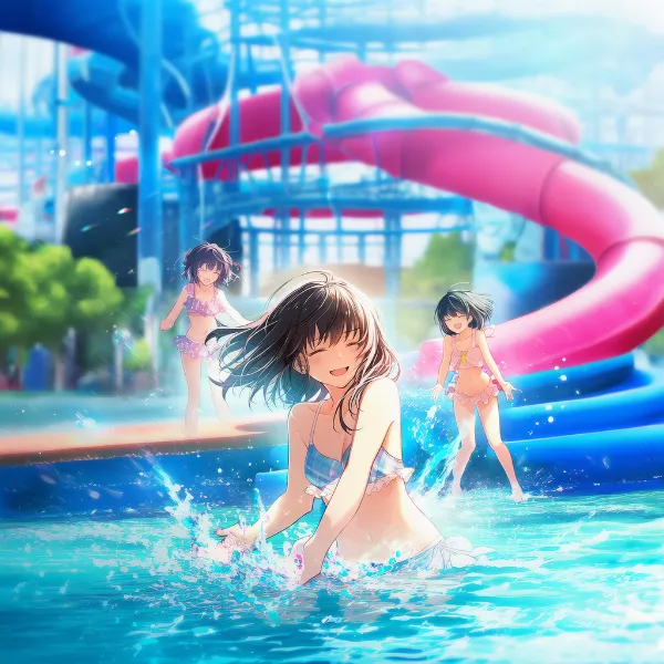 ウォータースライダーのAIイラスト