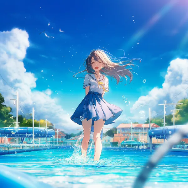 ウォーターパークのAIイラスト