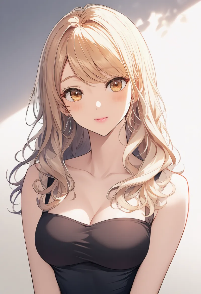 かき上げ横流しのロングヘア｜大人の女性の髪型プロンプト紹介