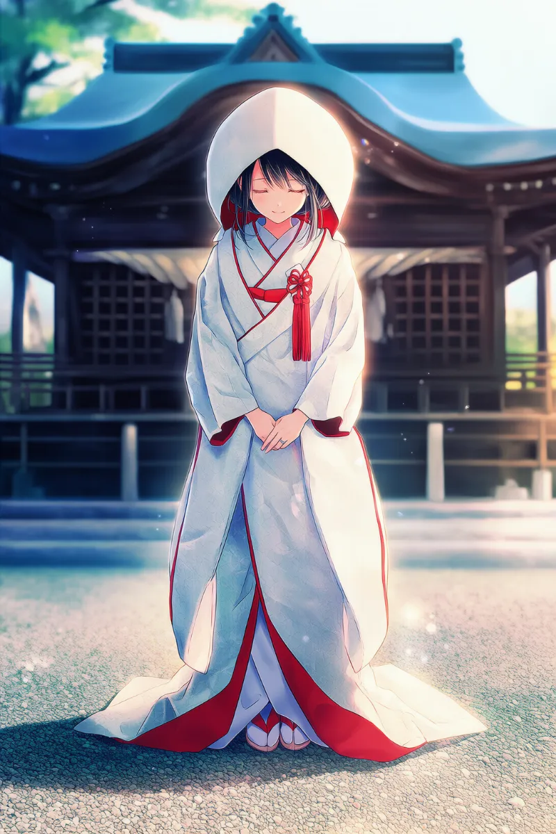 和風の花嫁（ウェデイングドレス）のプロンプトとAIイラスト