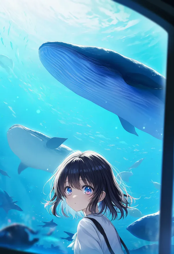 クジラの水槽のAIイラスト