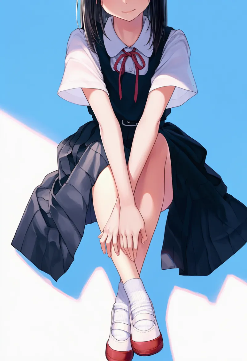 くるぶしソックスと上履きのAIイラスト(中学校の制服)|プロンプト紹介