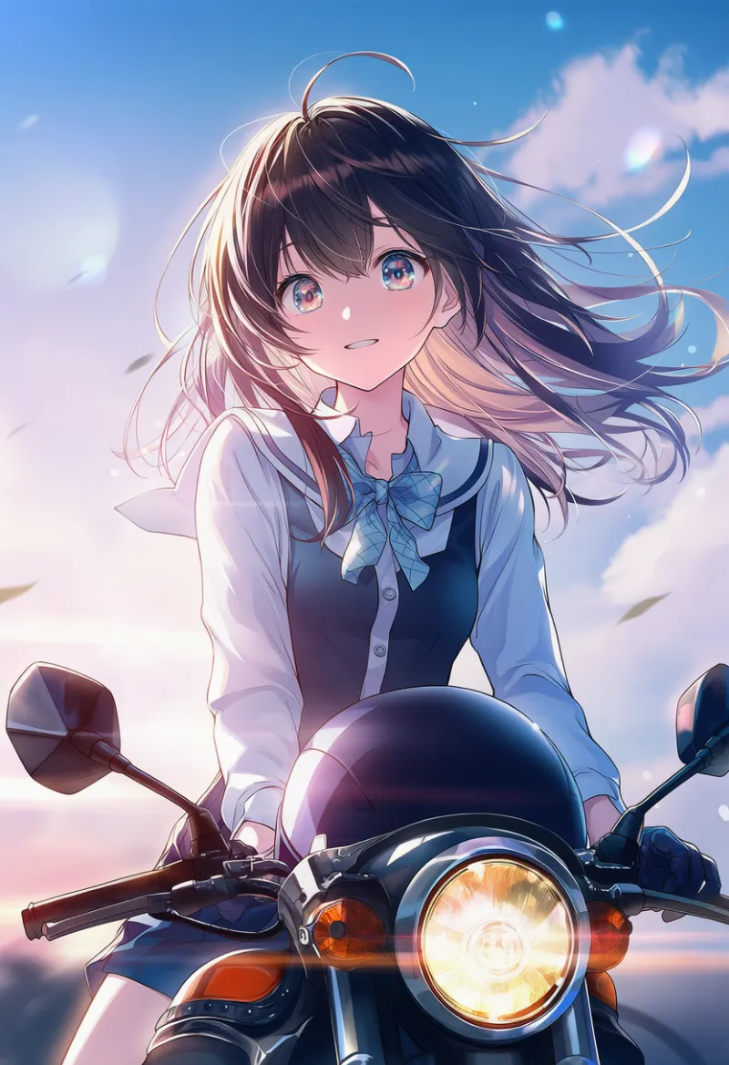 風で髪の毛がなびく状態を再現したAIイラストとプロンプト紹介