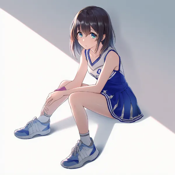 チアリーダーが座っているAIイラスト