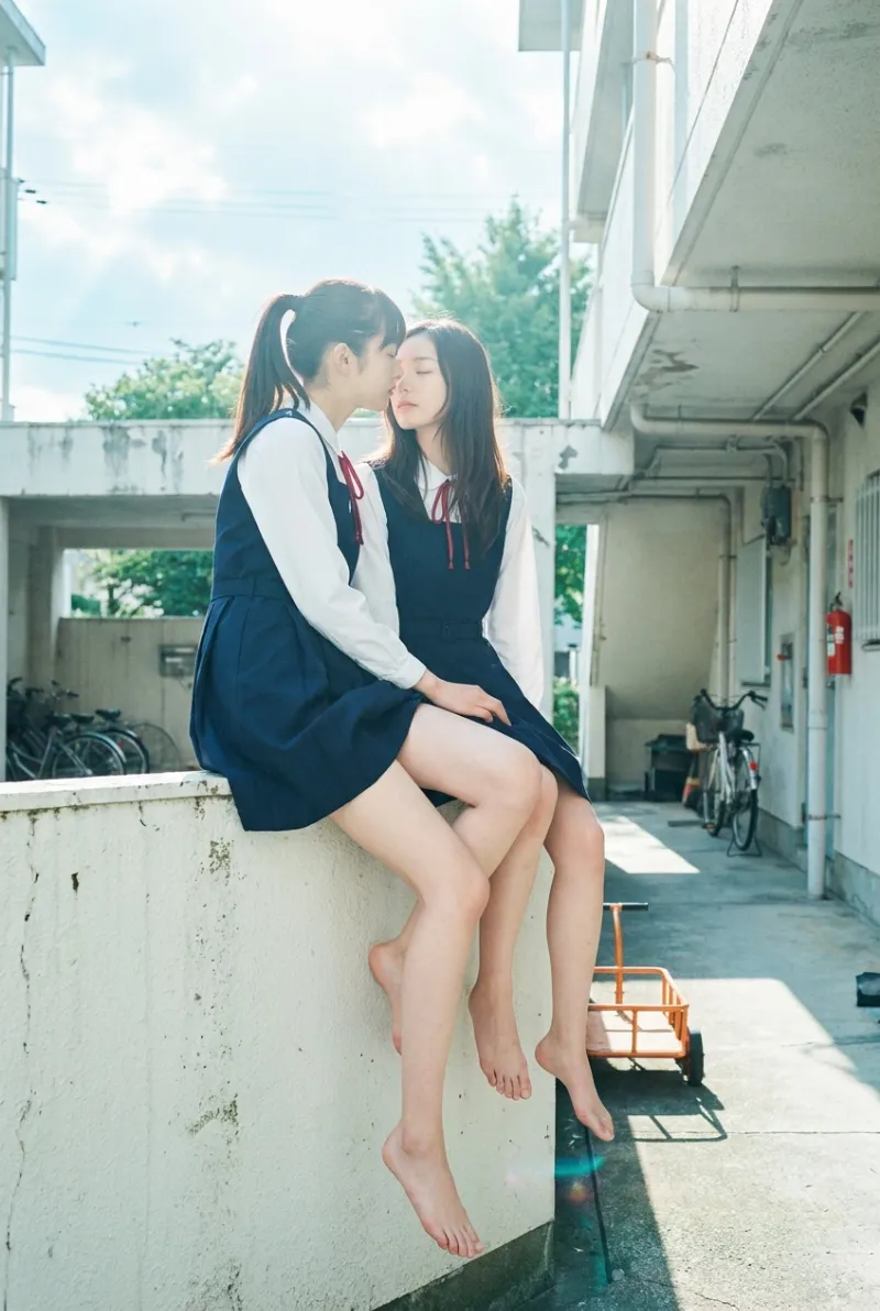 制服少女ふたり（穏やかな日の午後）｜Nano Banana Pr生成の作例