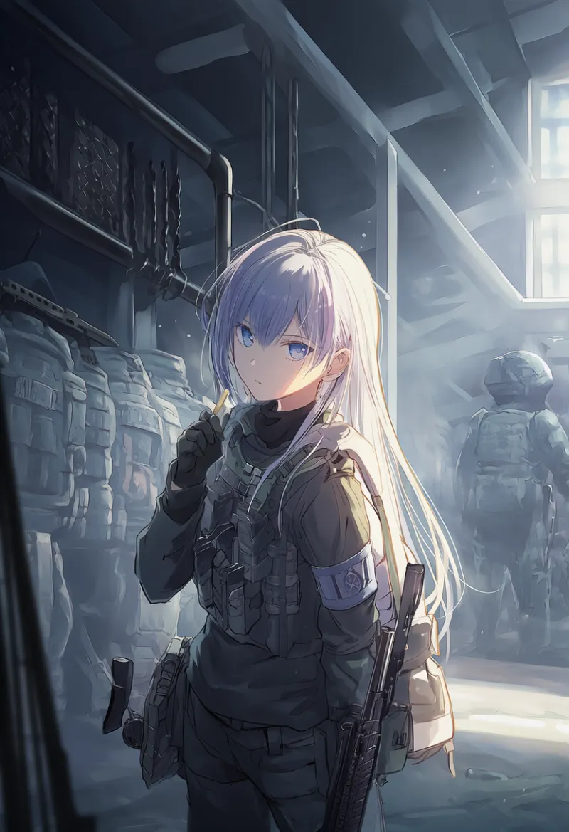 武器庫のプロンプト:armory, weapon rack, military base|軍事施設のAIイラスト