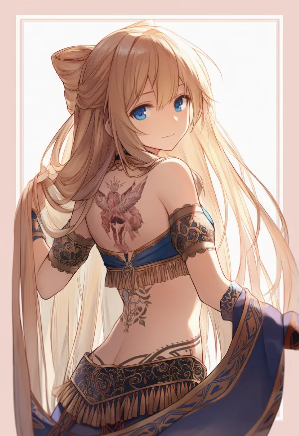 背中のタトゥーのAIイラスト｜プロンプト紹介