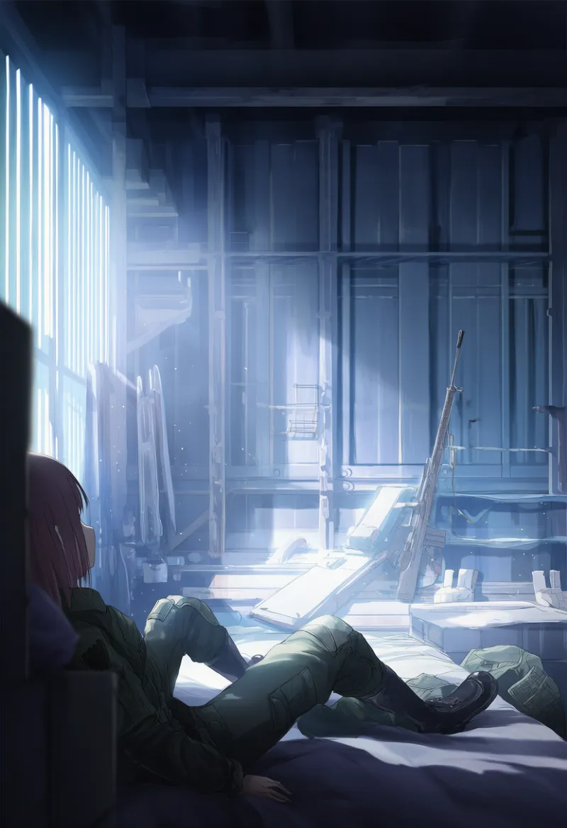 兵舎のプロンプト:barracks, bedroom, military base|軍事施設のAIイラスト