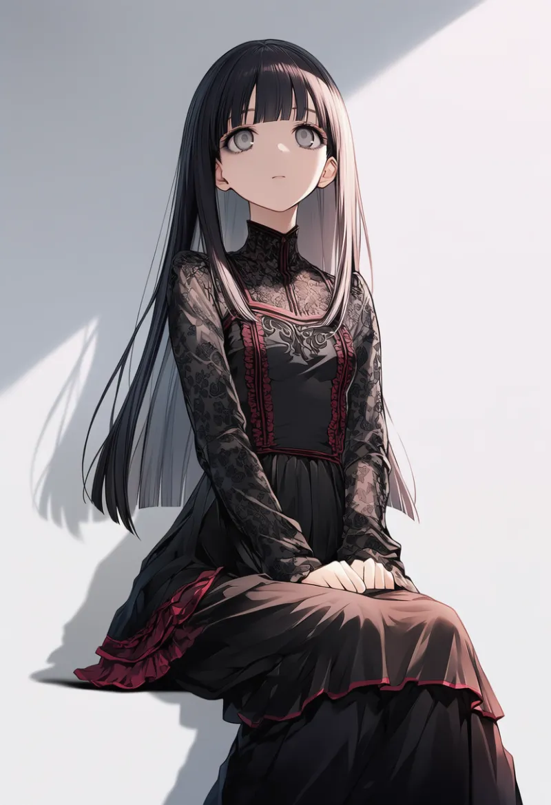 黒+深い赤色のゴシックファッションのAIイラスト|プロンプト紹介