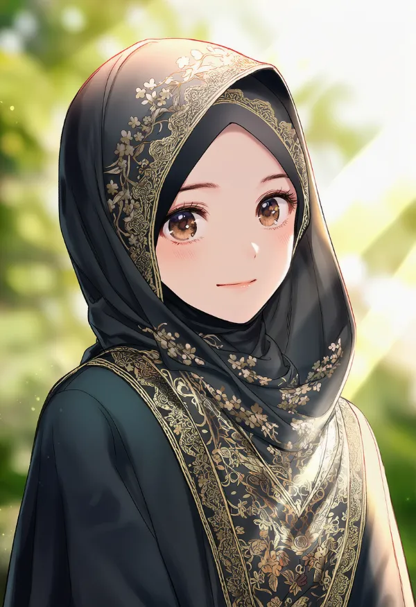 黒色のヒジャブのAIイラスト