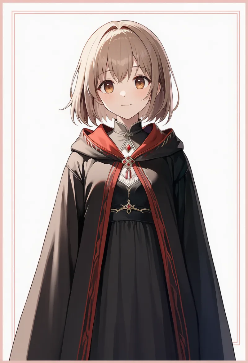 赤い縁取りのローブのAIイラスト｜プロンプト紹介