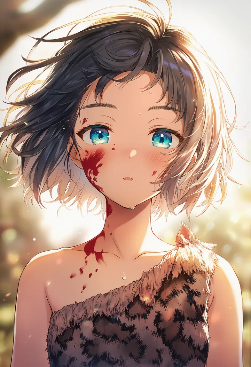 顔に飛び散った血糊のAIイラスト｜プロンプト紹介