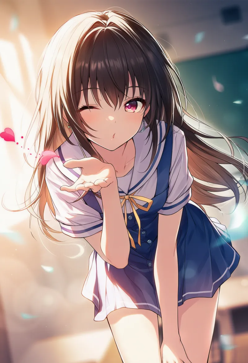 投げキスのAIイラスト|プロンプト紹介:blowing kiss