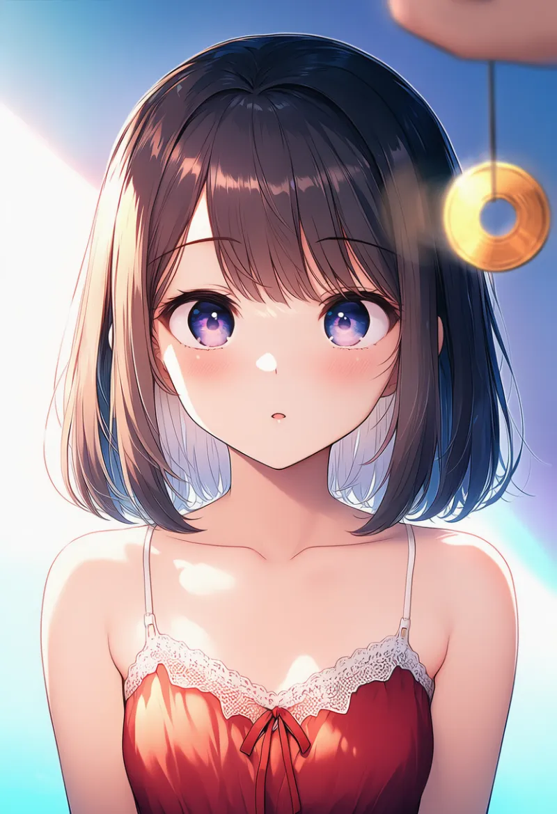 赤面した状態のAIイラスト（催眠シーン）