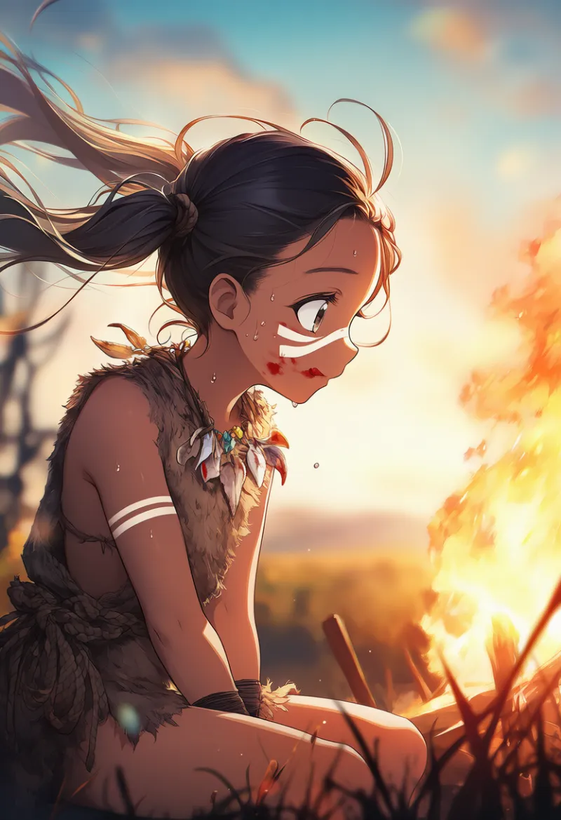 大きな焚き火のAIイラスト｜プロンプト紹介