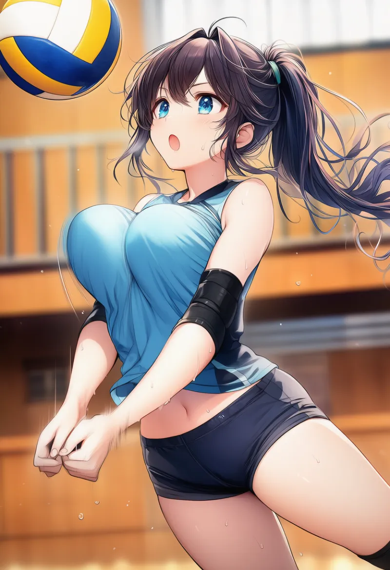 弾む胸を再現したAIイラスト｜プロンプト紹介：bouncing breasts