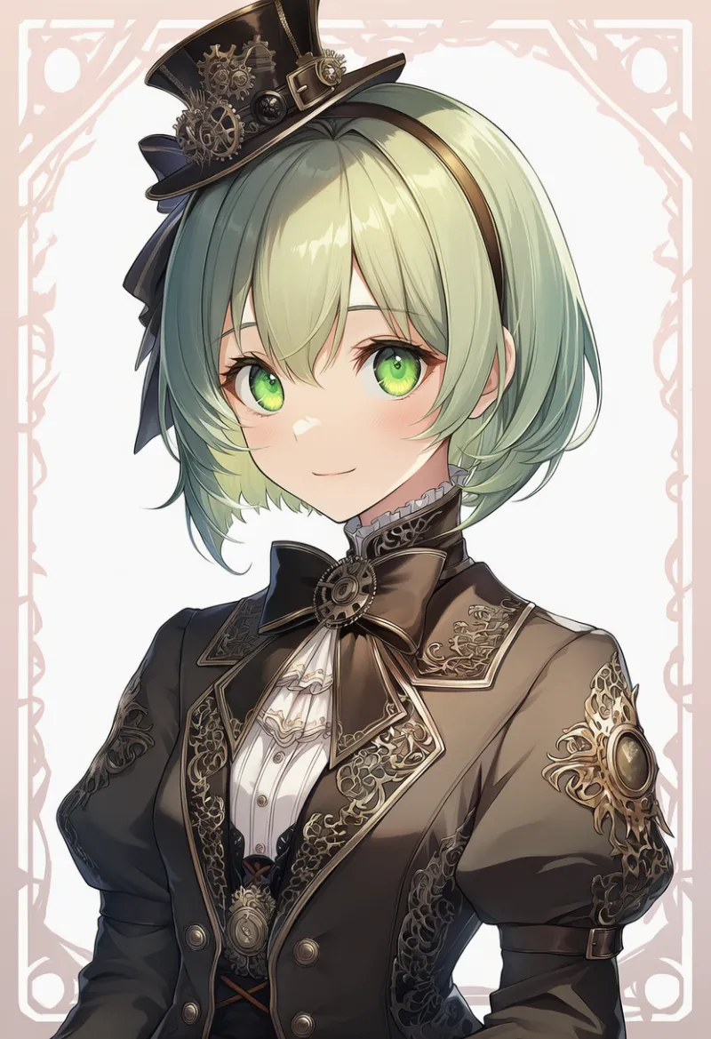 蝶ネクタイのAIイラスト(スチームパンク)|プロンプト紹介