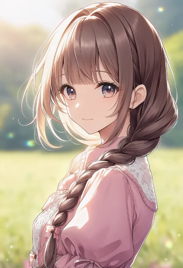 三つ編みポニーテール（お嬢様ヘア）のAIイラスト｜プロンプト紹介