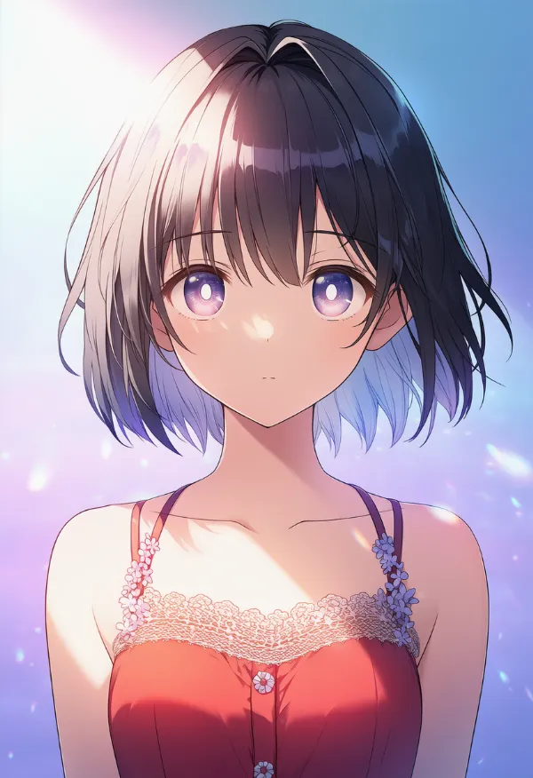 明るく輝く瞳孔のAIイラスト（催眠シーン）