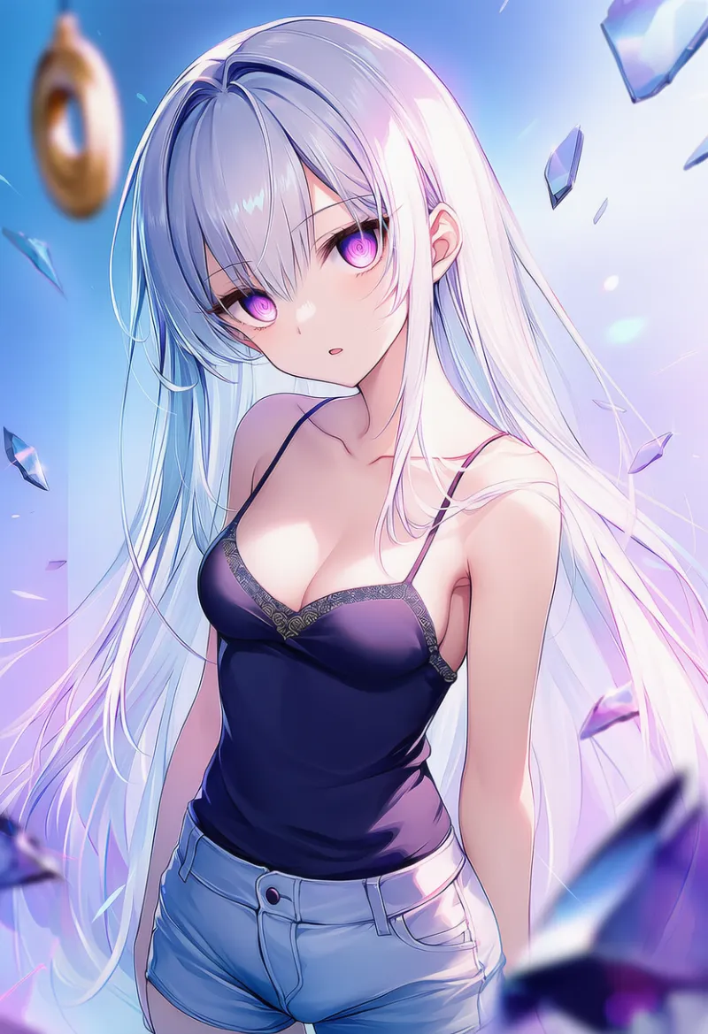 壊れたガラスの背景のAIイラスト（催眠シーン用プロンプト紹介）