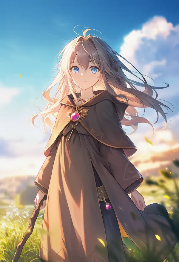 茶色のローブのAIイラスト｜プロンプト紹介